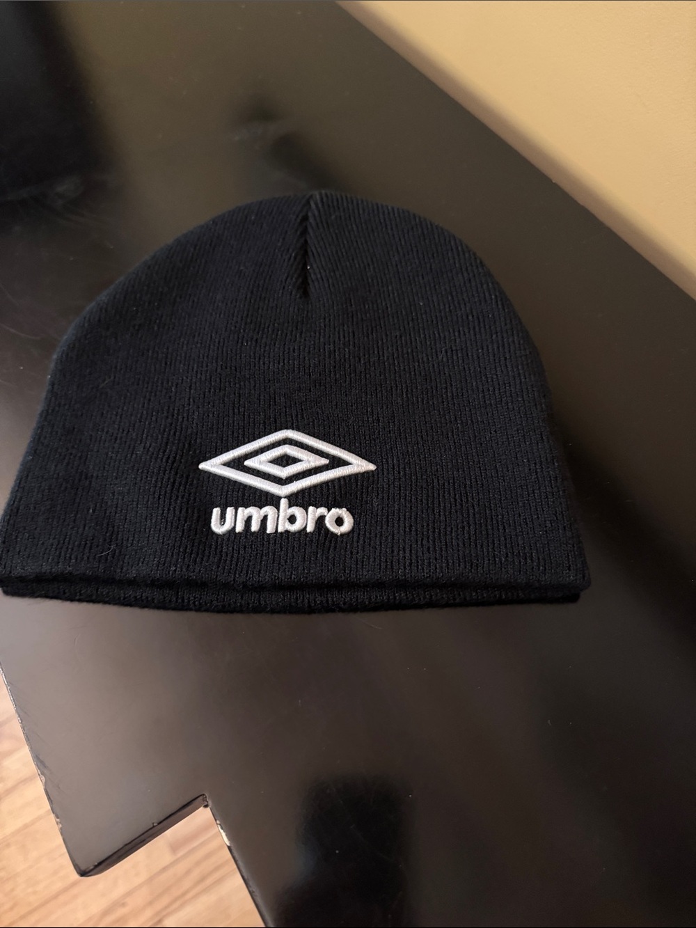 Umbro Black Beanie with White Embroidered Logo